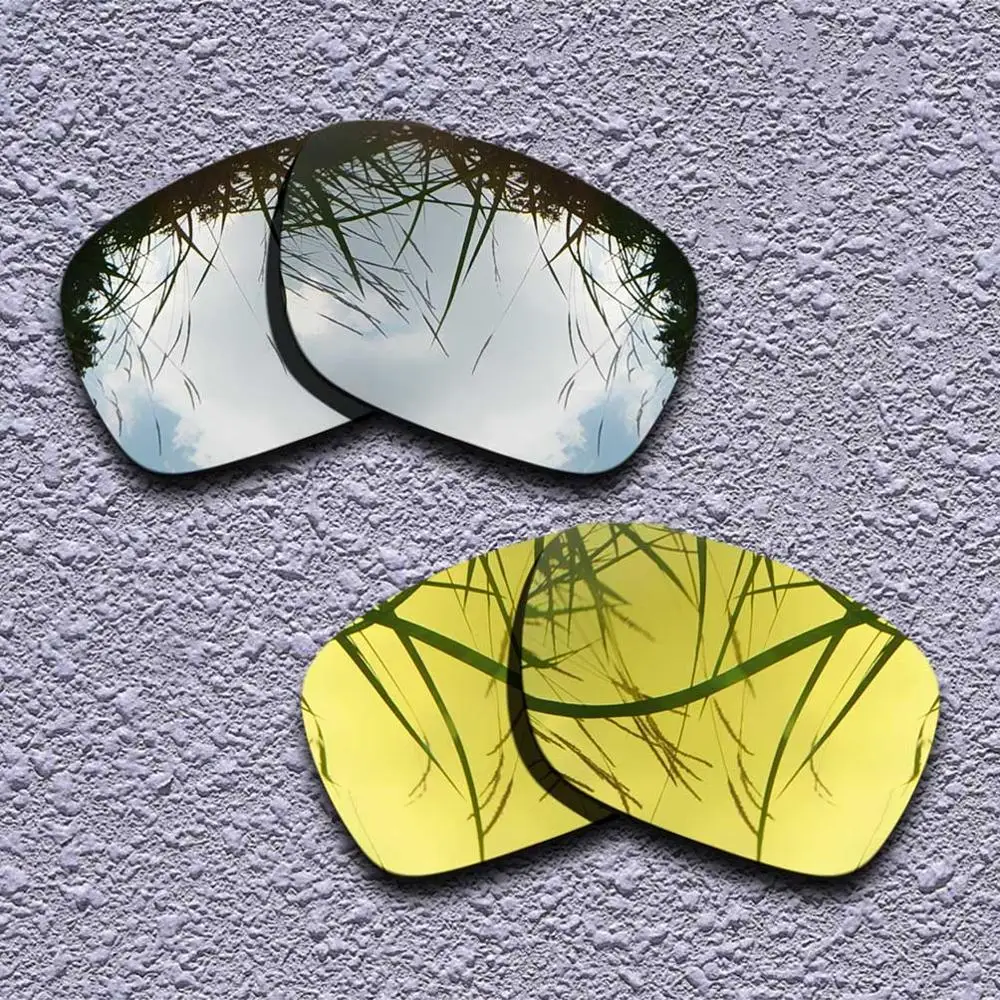 Silver-24K Gloden 2 пары поляризованных сменных линз для солнцезащитных очков Oakley Holbrook-несколько вариантов - Цвет линз: Silver-24K Gloden