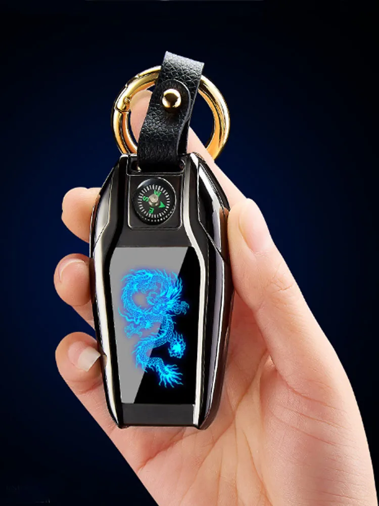 USB Зажигалка светодиодный экран компас Ключ Пряжка