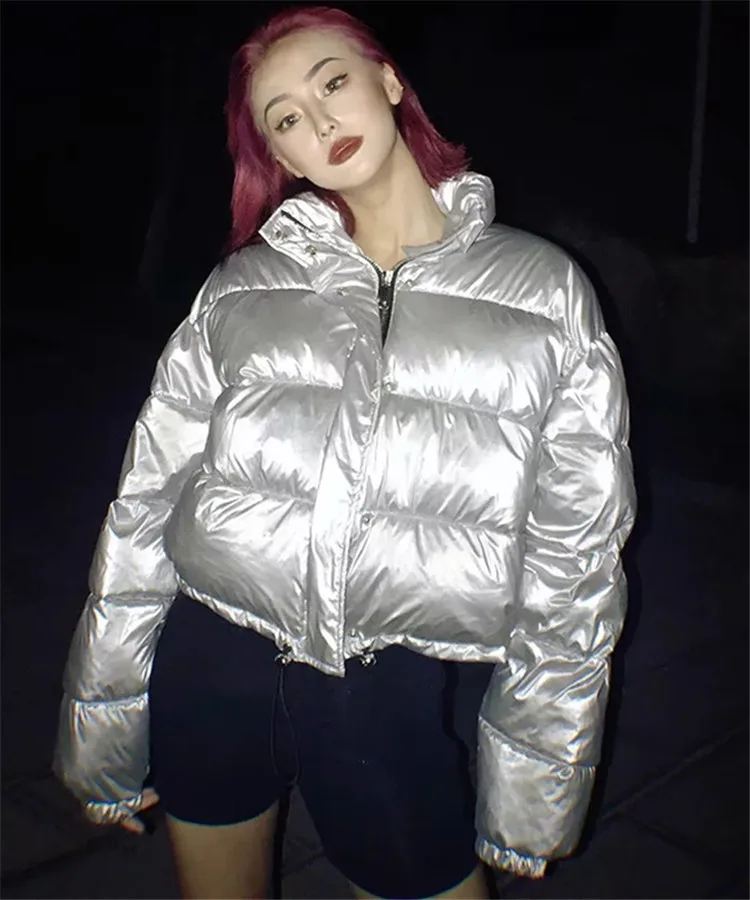 

Warm Winter Short High Collar Zipper Drawstring Cotton-padded Jacket Wear Plus Velvet Collar Trend Casual Loose Jacket Woman