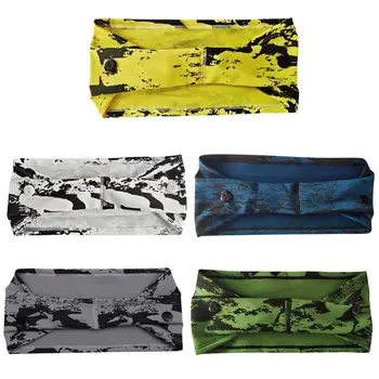 

Women Men Outdoor Sport Wide Headband Anti-Tight Button Face Mask Holder Headwrap Boho Tie-Dye Sweat Absorption Yoga Running Tur
