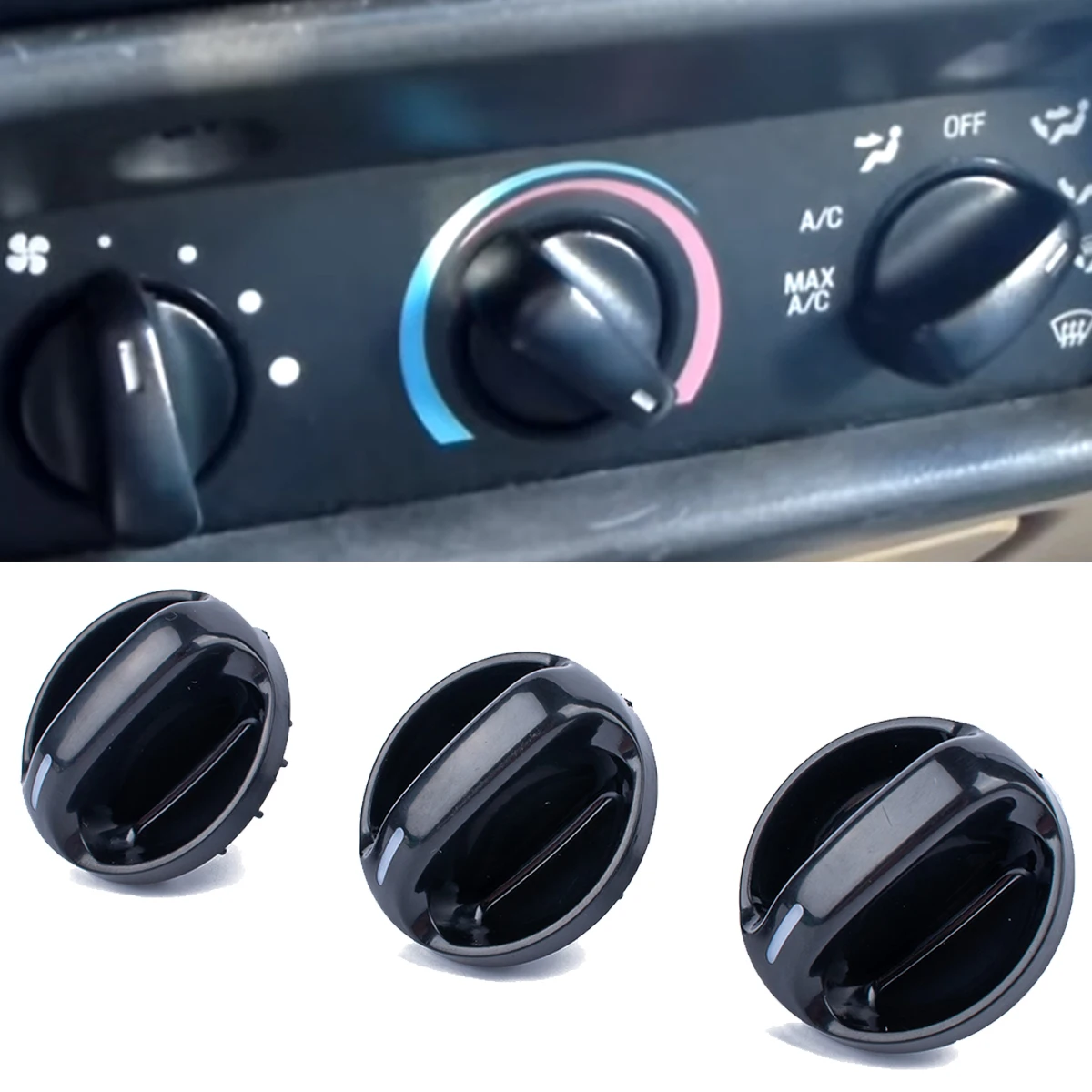 3 шт. черный Aircon A/C ПЕРЕКЛЮЧАТЕЛЬ ручки управления пластик для Toyota Tundra 2000-2006