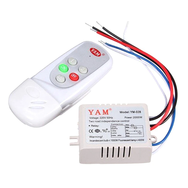 YAM AC 220V Wireless Light Lamp Digital Switch with Remote Control White, YAM-028 2-Way