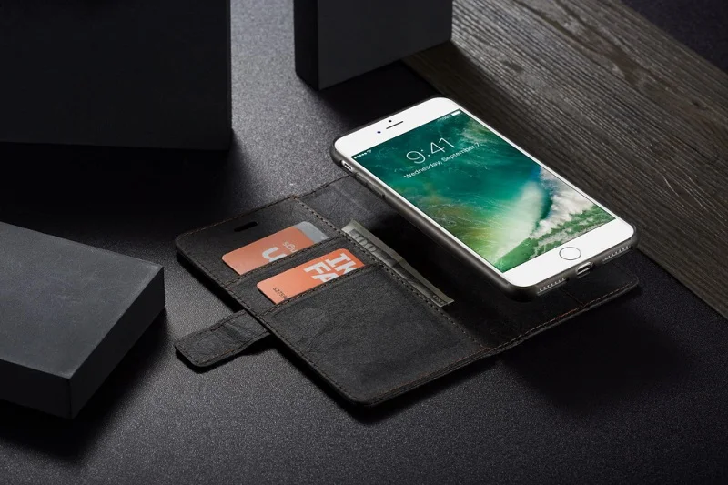 DIY крафт-бумага кожаный флип чехол для iPhone 6 6s 7 8 plus 2 в 1 тонкий съемный чехол для iPhone X Xr Xs Max кошелек держатель карты