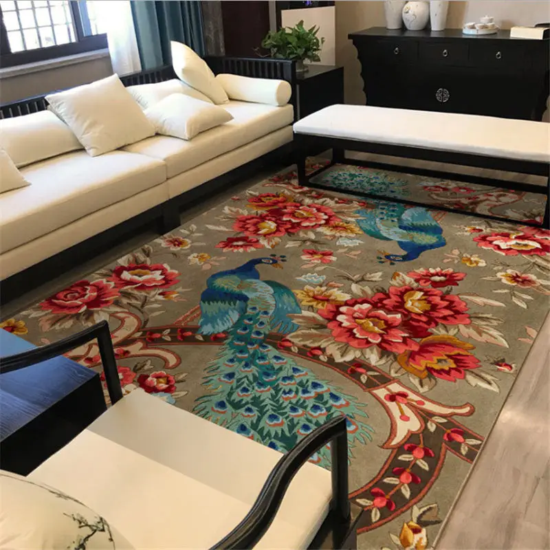 Area Rug for Living Room Chinese Auspicious Flower and Bird Pattern Carpet Christmas Table Accessories | Дом и сад