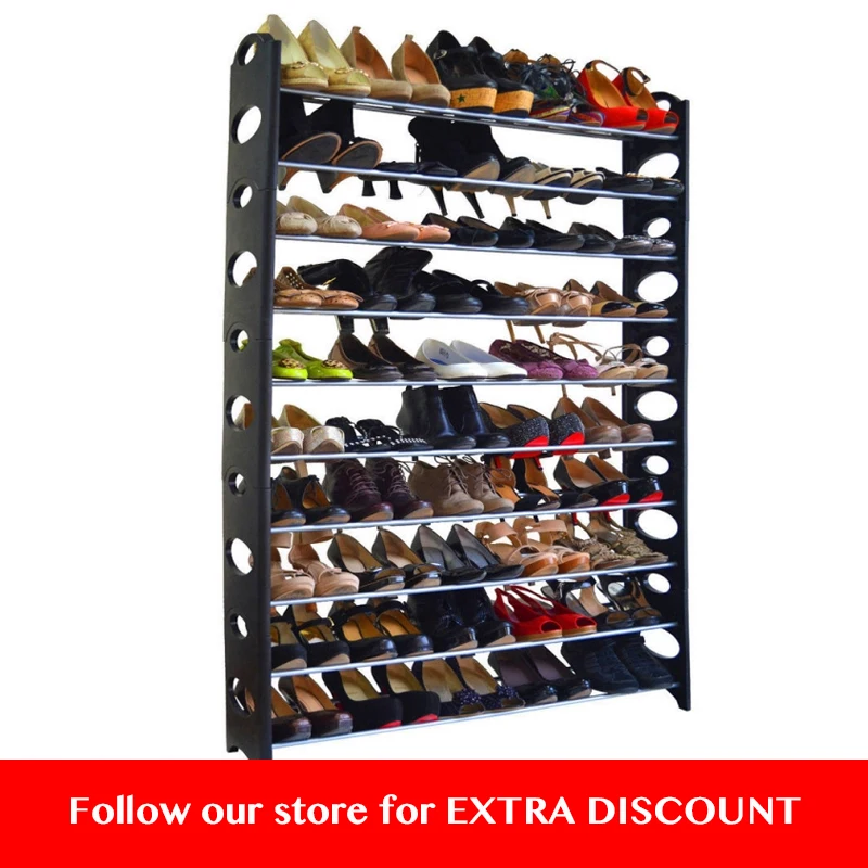 50 пар 10 уровневая полка для хранения обуви DIY большой шкаф Tower Shoes Organizer Space Saving