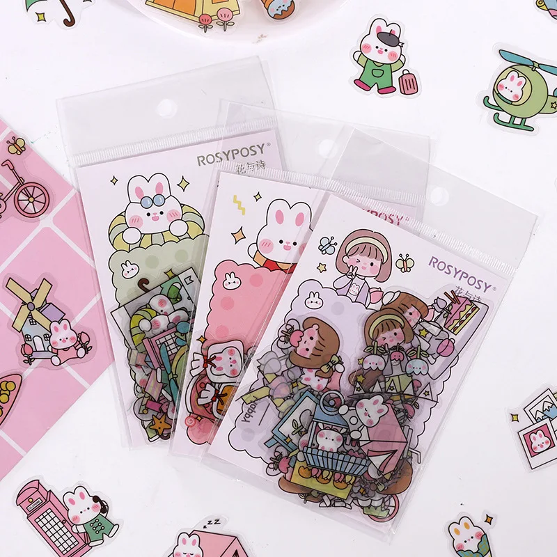 40 шт./лот мини милый кролик дорожная наклейка хлопья Kawaii Дневник Журнал