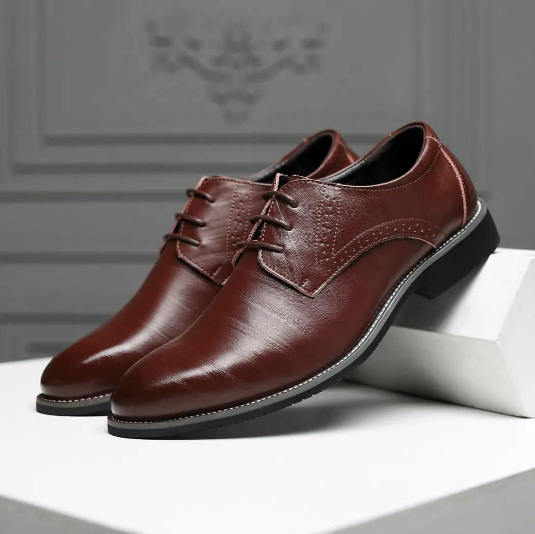 Мужская официальная обувь; кожаные модельные туфли в деловом стиле; большие размеры 38-48