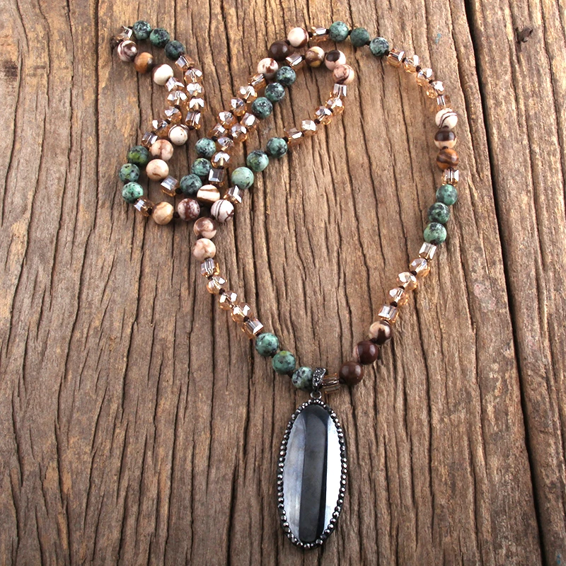 Модные богемные ювелирные изделия RH ожерелья с подвеской из натуральных камней