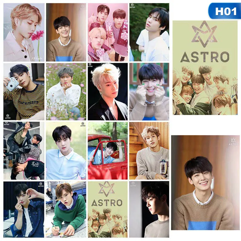 16 шт./компл. Kpop ASTRO мини-альбом "голубого пламени» фото карты Стикеры Ын бен HD Фотокарта Стикеры