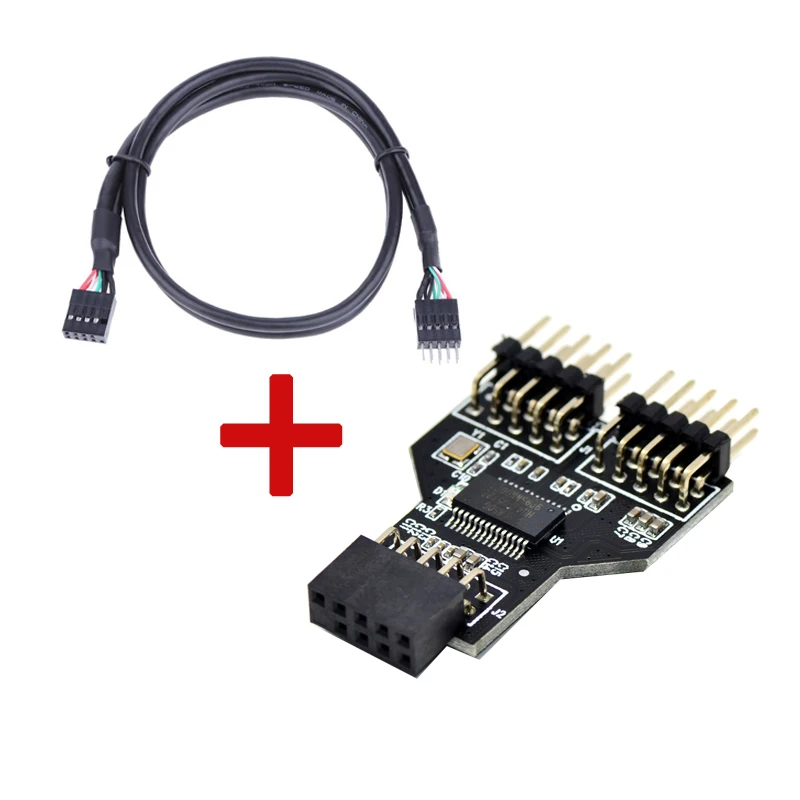 

Motherboard USB 9Pin Interface Header Splitter 1 to 2 Extension Cable Adapter 9-Pin USB HUB USB 2.0 Connectors for RGB Bluetooth