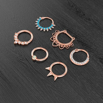 

Nose Ring 1 PC fashion Piercing Jewelry Crystal Nose Septum Hoop Ring Sexy Nose Ring Ear Piercing Stainless Steel Studs