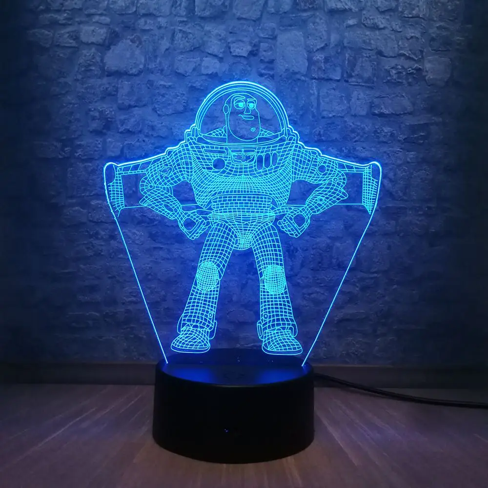 Игрушка история настольная лампа Базз Лайтер инопланетяне 3D Led Иллюзия ночник детский спальный проектор лампа для декора комнаты детская игрушка - Испускаемый цвет: Black base 5