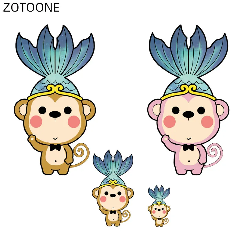 

ZOTOONE Iron on Cartoon Monkey Couples Patches for Clothes Stickers for Boys Girls Kids Heat Transfers DIY Patch Vinyl Appliques