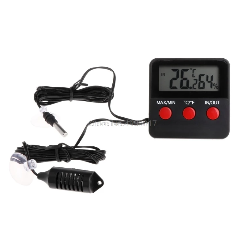 

Digital Thermometer Hygrometer Pet Reptile Temperature Humidity Meter with Remote Sensor