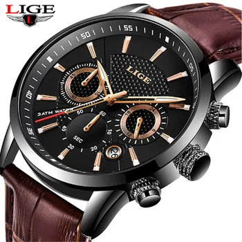 

LIGE 2020 Neue Uhr Männer Mode Sport Quarz Uhr Herren Uhren Marke Luxus Leder Business Wasserdichte Uhr Relogio Masculino+Box