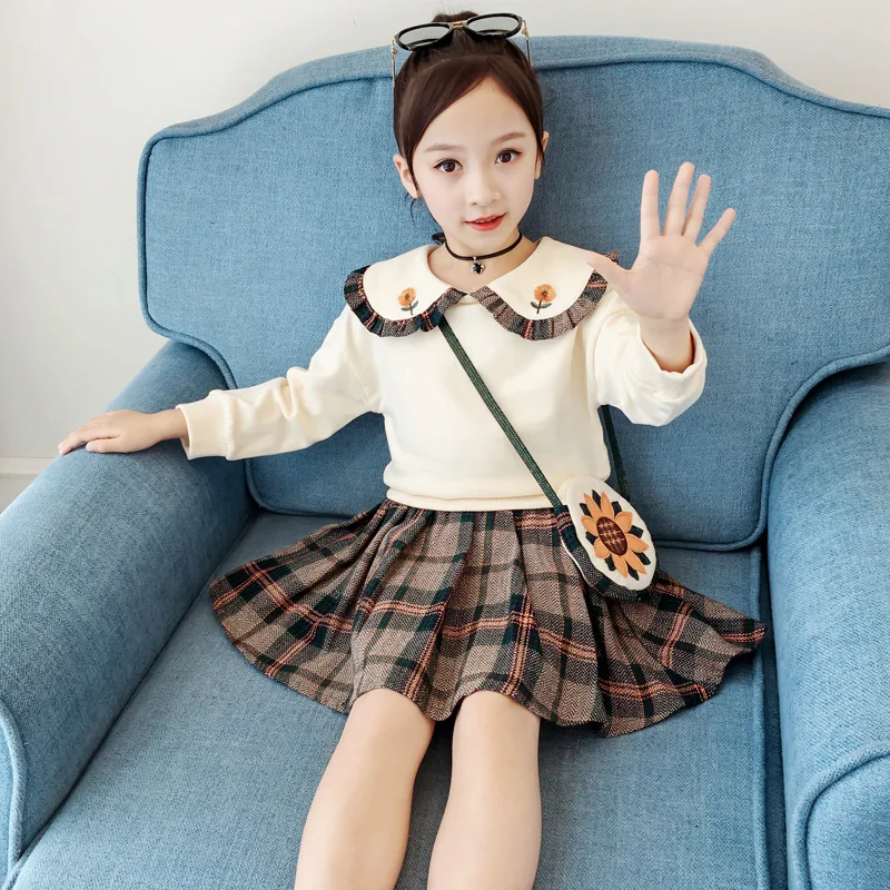 

Girls Autumn Clothing Set Western Style Two-Piece 2020 New Style Children Fashionable Graceful chun qiu wang Red GIRL'S Skirt Se