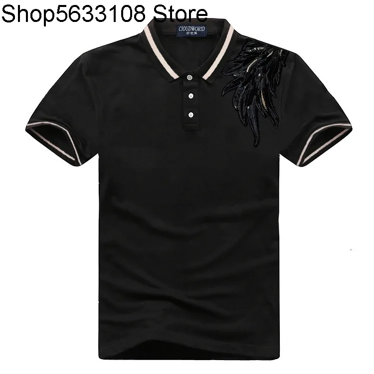 

New Summer Big Size Men's Wear Leisure Lapel Short Sleeve T Shirt Plus Fat plus Fat Large Size Black Half Sleeve