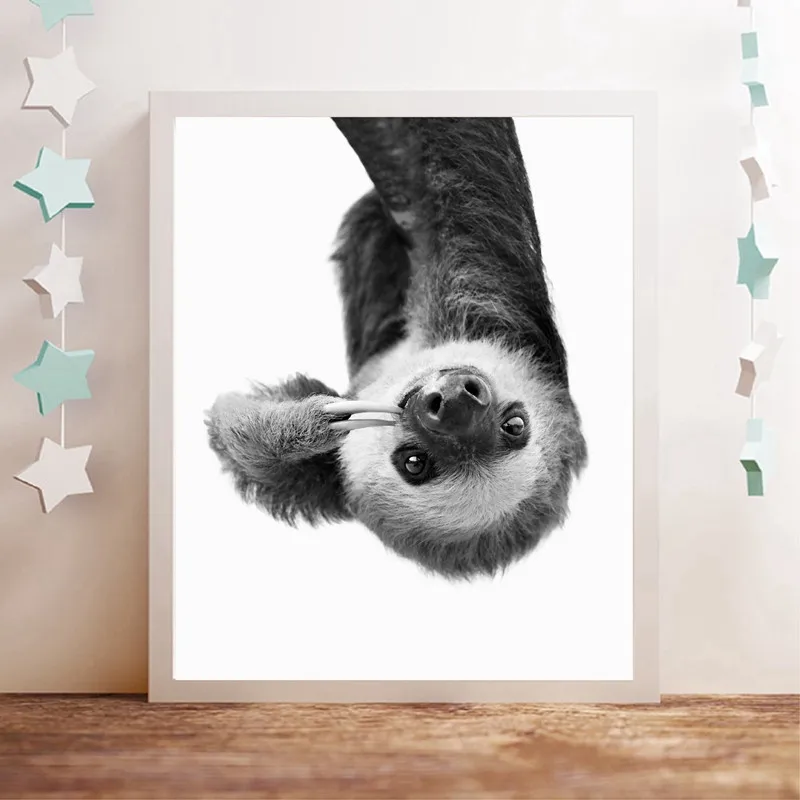 Canvas-Paintings-Sloth-Animal-Modern-Black-And-White-Cute-Kids-Room-Decoration-Posters-Hd-Print-Wall (1)