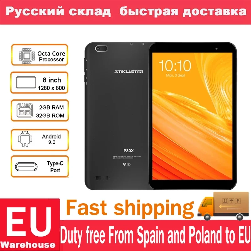 Teclast P80X 4 GTablet Android 9 0 SC9863A IMG GX6250 8 дюймов 1280x800 ips Восьмиядерный 1 6 ГГц 2 Гб ram 16 rom