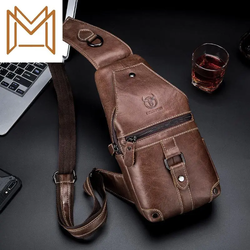 

Leather Genuine Leather Men's Singles Shoulder Messenger Chest Layer Cowhide Capacity Soft Leather
