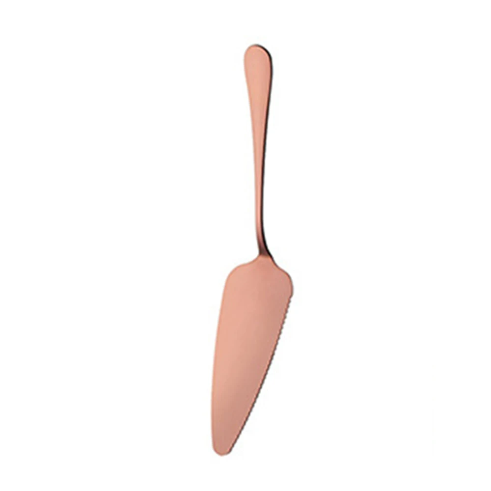 Rose gold 1 шт. Красочные Нержавеющая сталь зубчатые края торт сервер лезвие резак пирог пицца Лопата торт шпатель инструмент для выпечки - Color: Rose gold