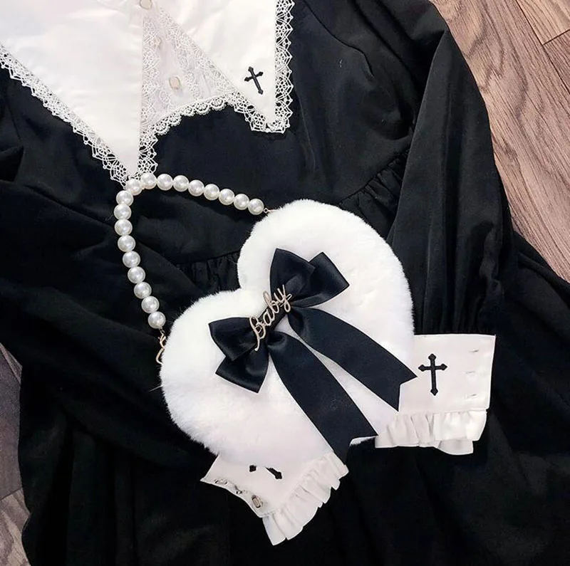 WHITE BAG Девушка принцесса Лолита сумка подарок на день рождения вечерние Сердце сумка ручной работы Лолита розовая JK сумка через плечо MD1012 - Цвет: WHITE BAG