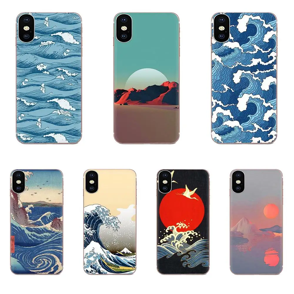 Волновое искусство Япония зеленый Illust классический для Xiaomi Redmi Mi 4 7A 9T K20 CC9 CC9e Note 7 9