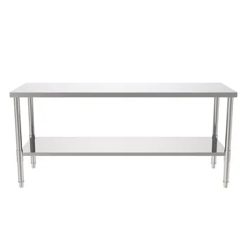 

72" Stainless Steel Galvanized Work Table (without Back Board) Cake Table Woodworking Metal Hiah Hardness Desk for Home industry