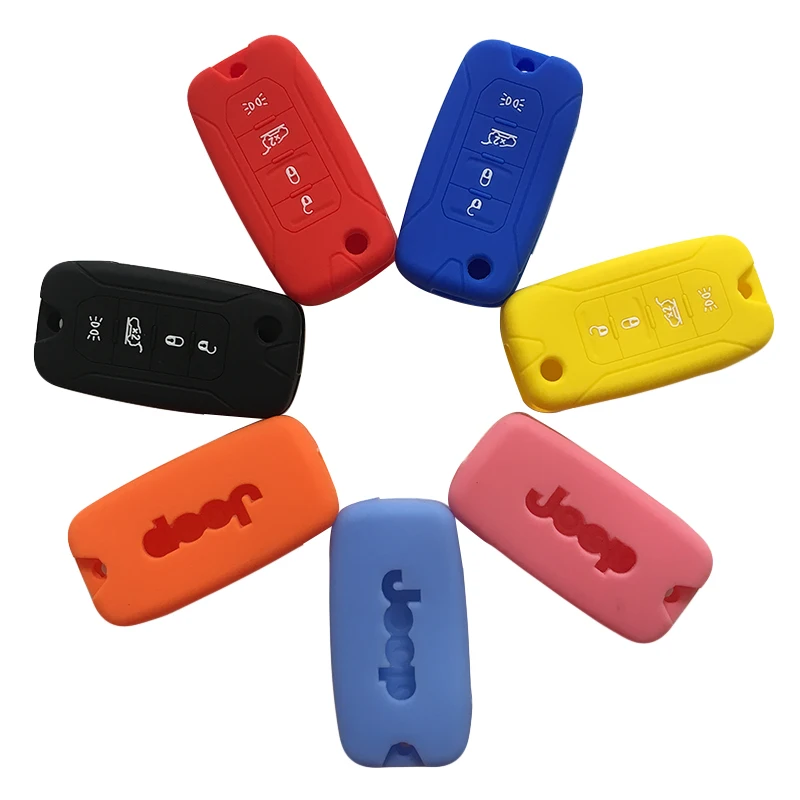 

Key Cover Cap for Jeep Renegade Patriot Liberty 2016 Key Bag 4 Button Remote Car Key Cover Interior Accessories Flip Key