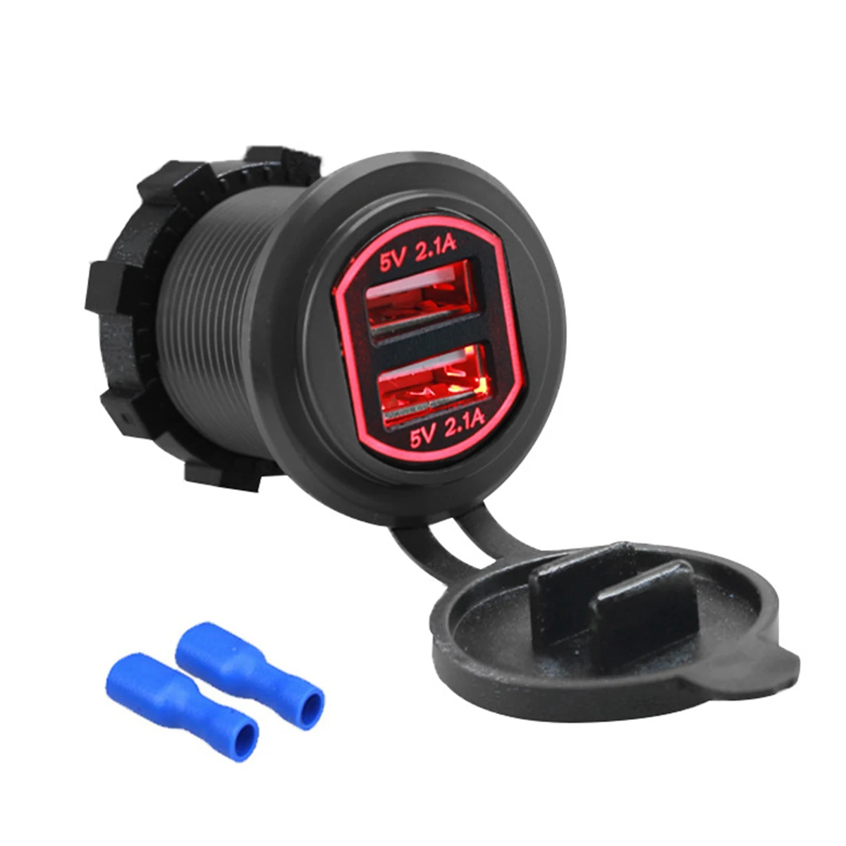 

Car Dual USB Charger With Indicator Light Socket Adapter Power Outlet Waterproof Cover Charger For 12V-24V Motorcycle Boats
