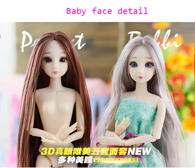 BJD кукла 30 см 20 подвижные шарнирные куклы 3D глаза Bjd пластиковая кукла для девочек игрушки длинный парик женский обнаженный тело мода Рождественский подарок