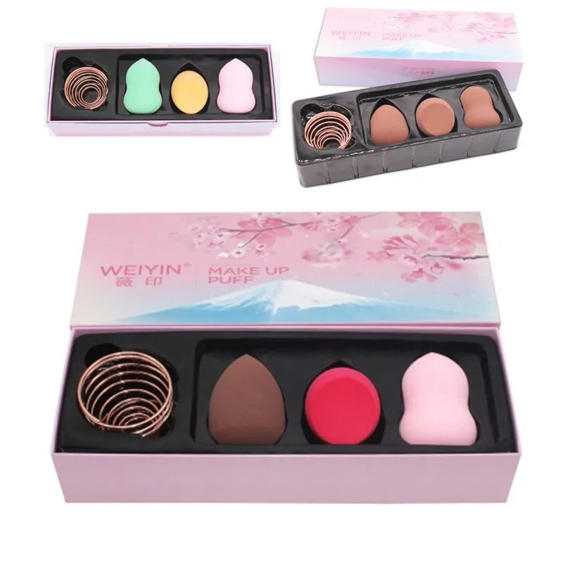 

4 in1 /box big makeup sponge puff set blending blender cosmetics make up foundation microfiber sponge powder puff women gift