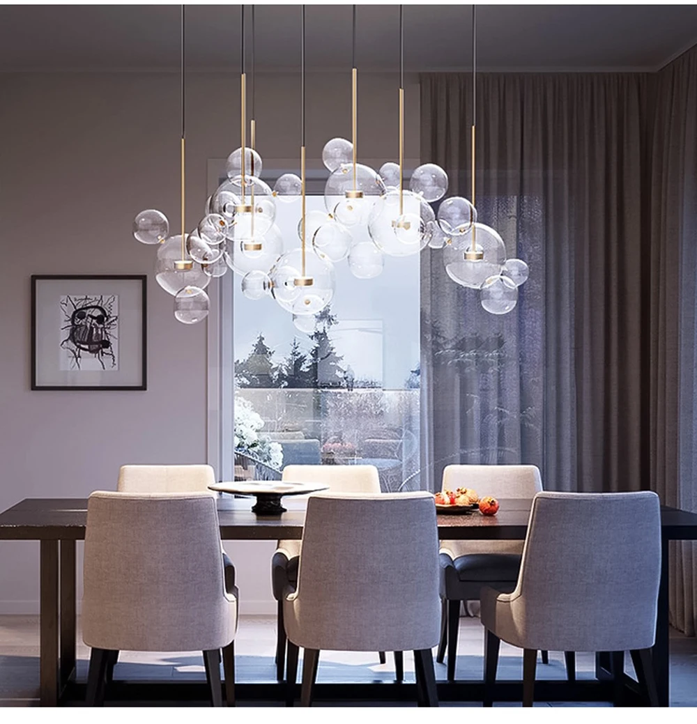 Светодио дный Светодиодная лампа в скандинавском железном стекле с белым пузырьком, дизайнерская светодио дный лампа светодио дный