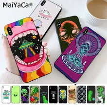 MaiYaCa Trippy Tie Dye Peace Alien силиконовый черный чехол для телефона для Apple iphone 11 pro 8 7 66S Plus X XS MAX 5S SE XR чехол s