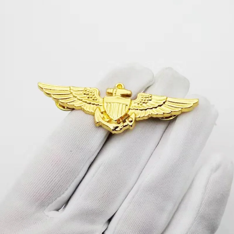 Gold Авиационный знак пилота США, Классическая Модная креативная Брошь унисекс,, ювелирные изделия для мужчин и женщин, подарок на день рождения - Окраска металла: Gold