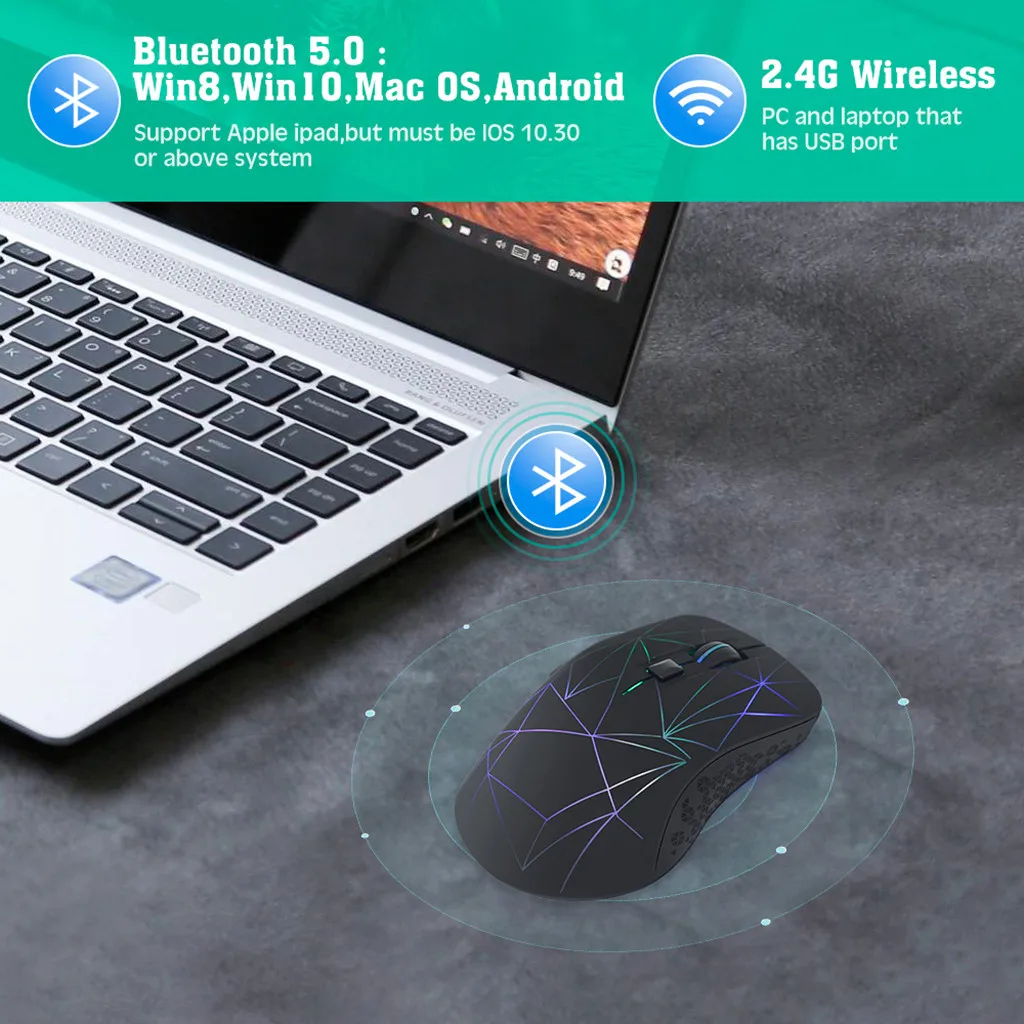 Беспроводная Волшебная Мышь 2 4g Bluetooth двойной режим Игровая с подсветкой 1600