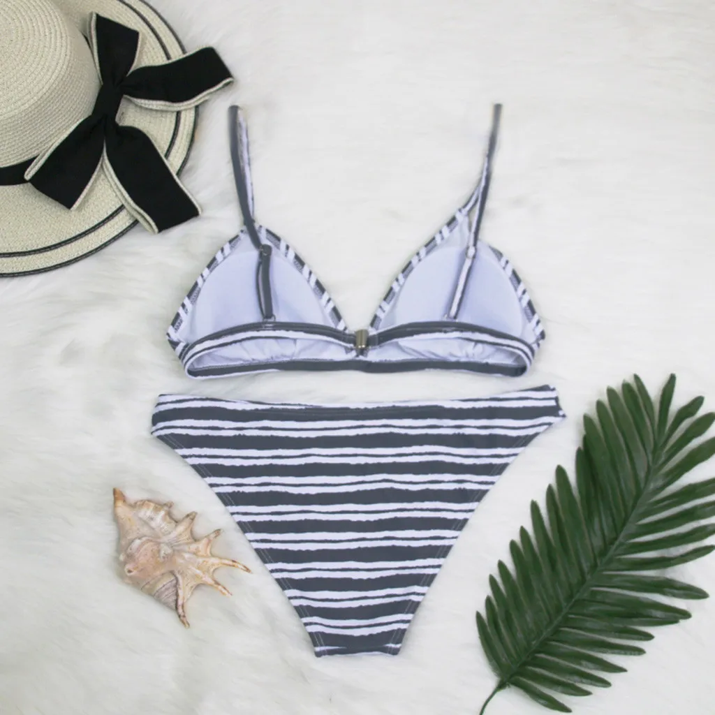 JAYCOSIN stripe print triangle bag swimwear women two-piece bikini sexy beach summer new cute low waist swimsuit fashion 
