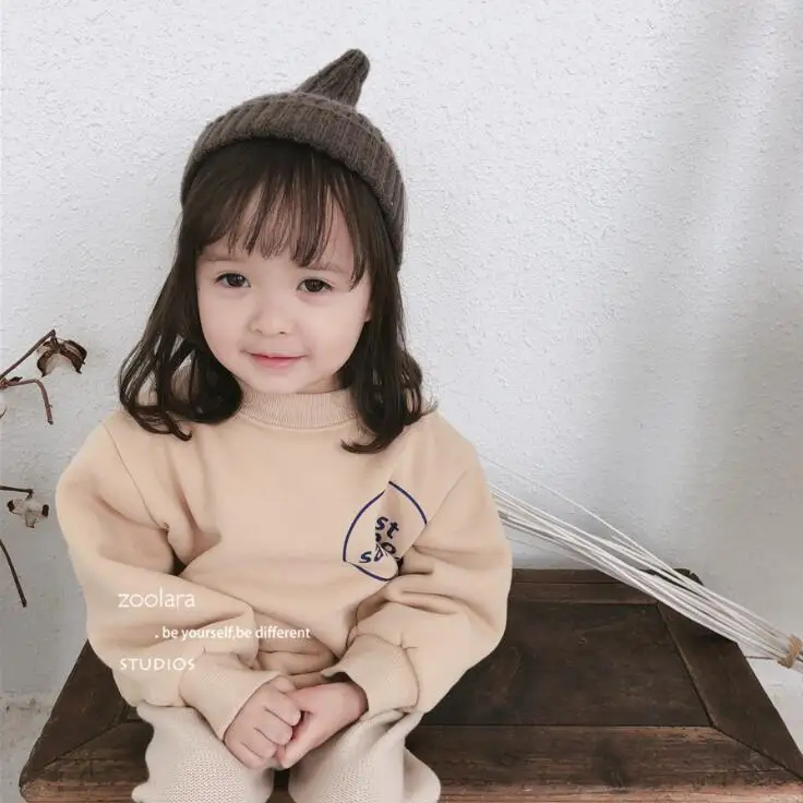 new girls boys t-shirt autumn full sleeve cotton soft fashion kids sweatshirt 3-8t HW992