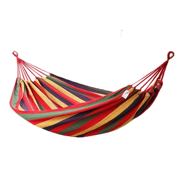 

Leisure Single Double Canvas Travel Hanging Bed Swing Outdoor Camping Chair Striped Garden Hammock With Carry Bag Sleeping