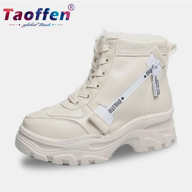 Taoffen/женские туфли для прогулок; Для женщин Модный пэчворк молния спортивная обувь для улицы сплошной Цвет теплая шнуровка Для женщин кроссовки Размер 35–40