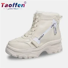 Taoffen/женские туфли для прогулок; Для женщин Модный пэчворк молния спортивная обувь для улицы сплошной Цвет теплая шнуровка Для женщин кроссовки Размер 35–40