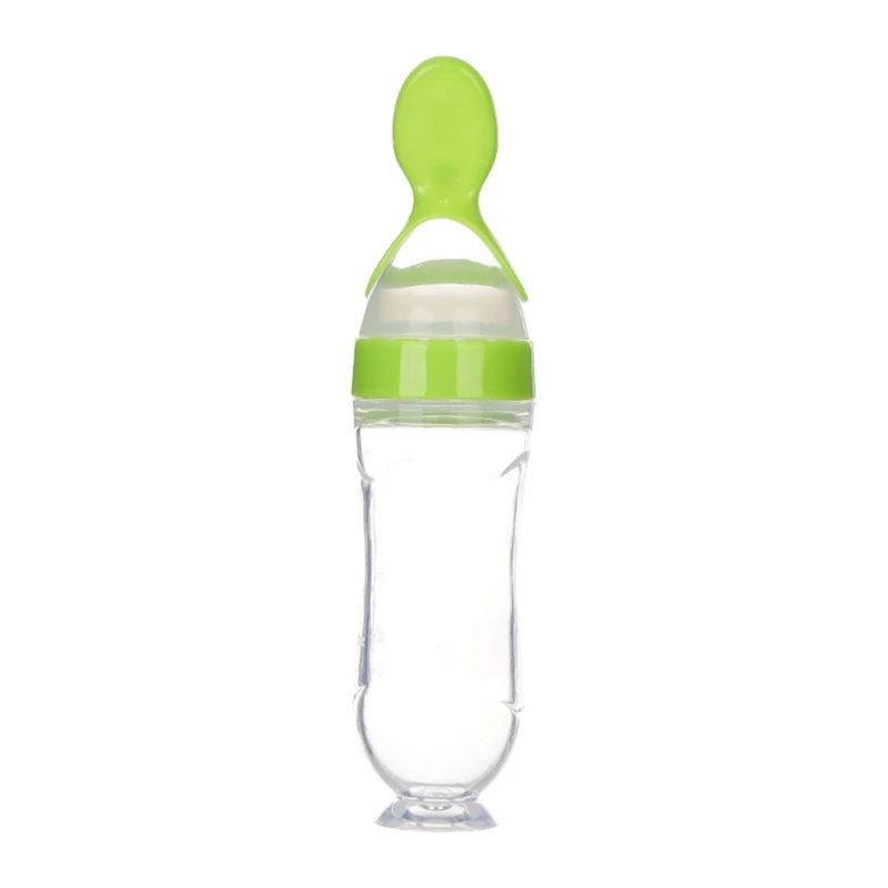 Newborn Baby Squeeze Feeding Bottle Silicone Food Dispensing Spoon