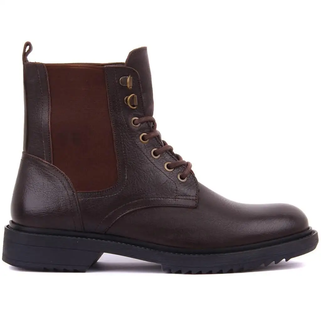 

Sail Lakers-Brown Leather Lace-Up Men Boots