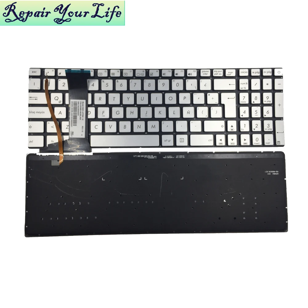 Latin ch Backlight Computador Portátil Teclado para Asus N551 N552 N752 N751 N551j jk N751jx Retroiluminado Teclados Nsk-uppbc 662bus00 us uk - Imagem 6