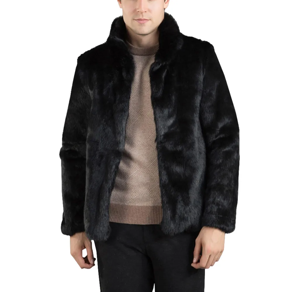 Мужская однотонная утепленная длинная куртка теплая Толстая Меховая куртка с воротником куртка из искусственного меха парка кардиган Мужская модная зимняя Толстая куртка