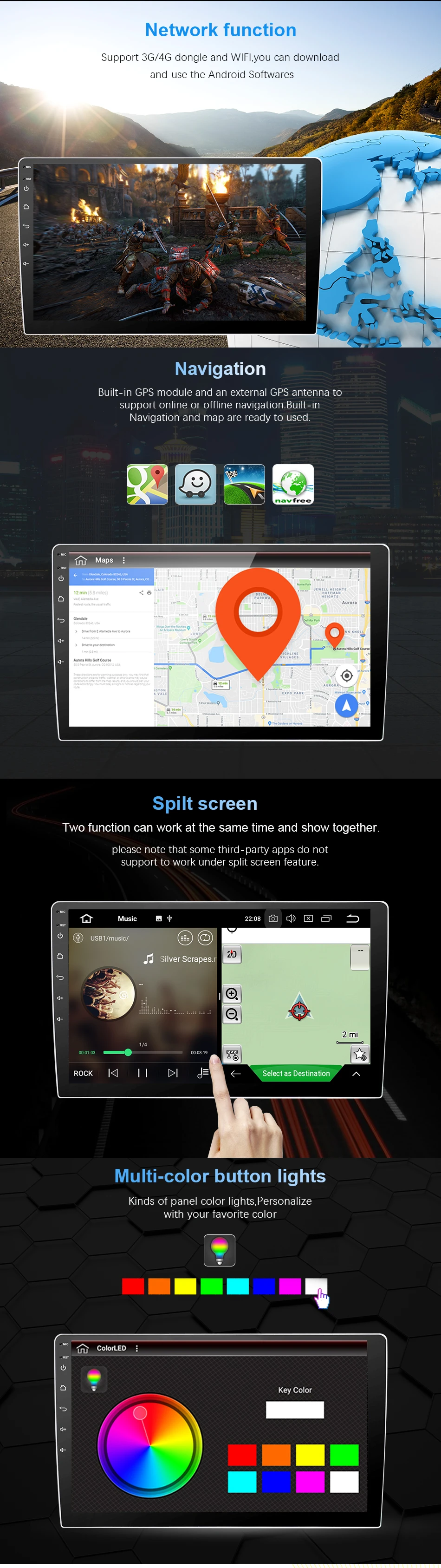 Excellent Eunavi 1 Din 9 inch RK3399 Universal Android 9.0 4G 64G Car Radio Stereo PC GPS Navigation WiFi 1024*600 Audio Bluetooth SWC USB 14