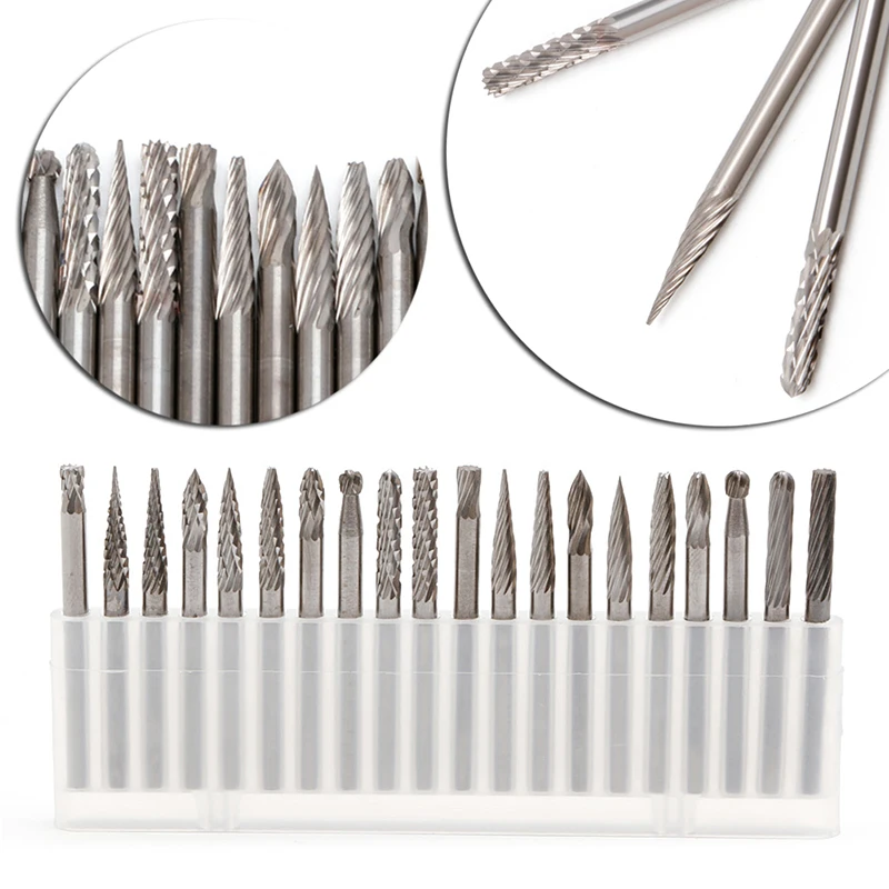 Drop Ship New 20Pcs 1/8" 3mm Tungsten Carbide Cutter Rotary Burr Set CNC Engraving Bit Set