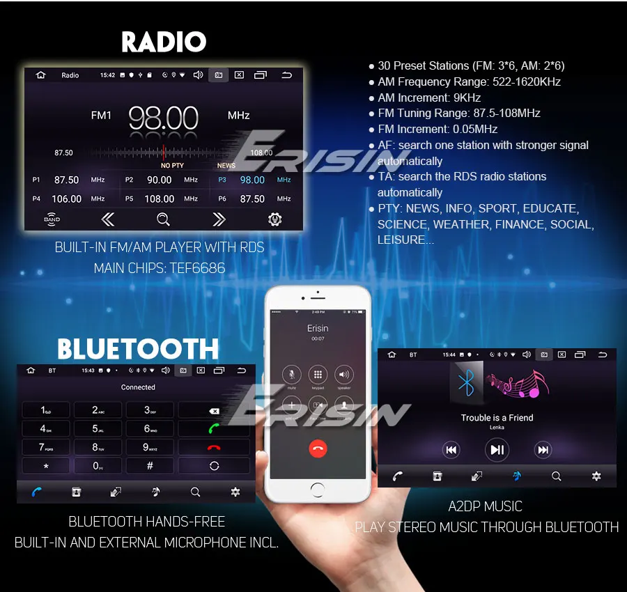 Erisin ES2628V " Android 9,0 автомобильный gps-навигатор OBD DAB+ DVR USB для Passat Polo гольф Tiguan Eos Seat