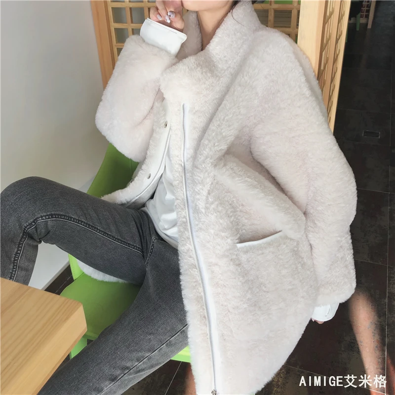 women's clothing winter outerwear coats new lambs wool plush curly fur coat Leather grass 1018