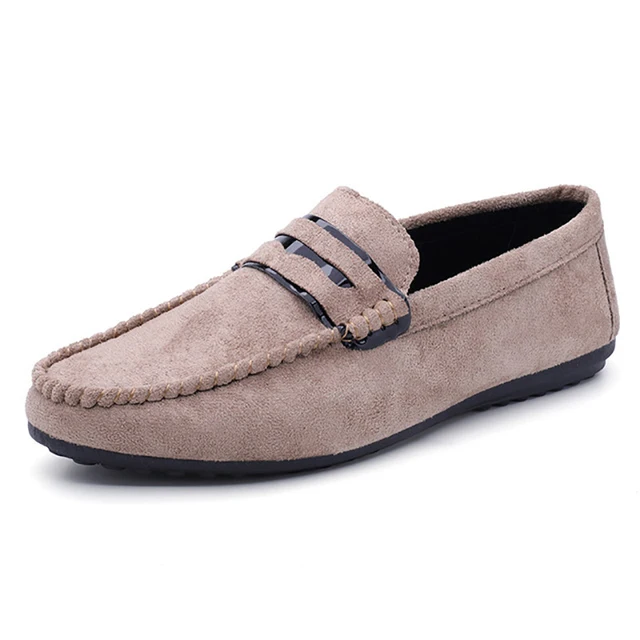 New Men Shoes Loafers Slip on Shoes For Men Driving Moccasins Breathable Comfortable Outdoor Walking Footwear Flats Shoes Men Khaki